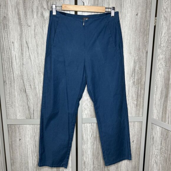 Uniqlo x Hana Tajima Pants Flat Front Pockets Straight Leg Blue Size 4 - Picture 1 of 8